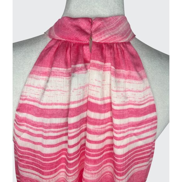 Trina Turk Womens Pink & White Striped Halter Shift Dress With Ruffle Hem Large - Picture 7 of 16